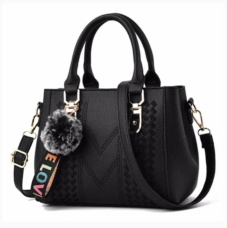 Fur Accent Satchel Bag