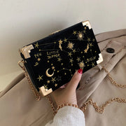 Embroidered Geometric Box Clutch