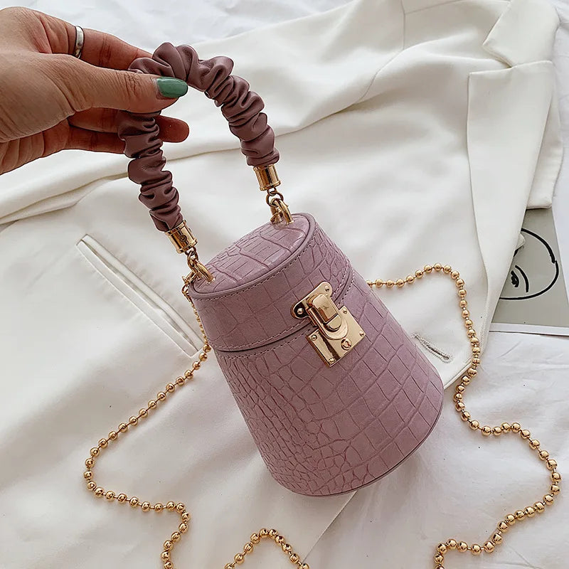 Crocodile Texture Bucket Bag