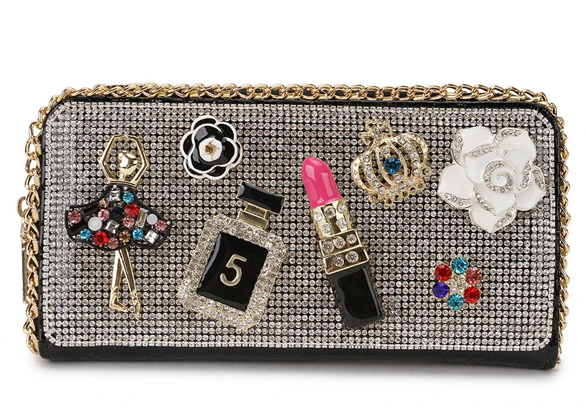 Diamond Flower Clutch Wallet