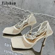 Mesh Lace Up Stilettos