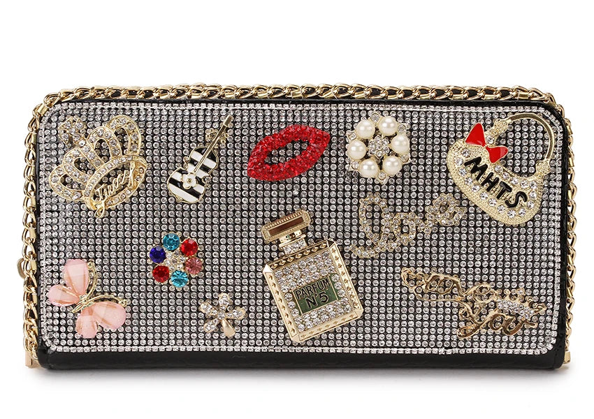 Diamond Flower Clutch Wallet