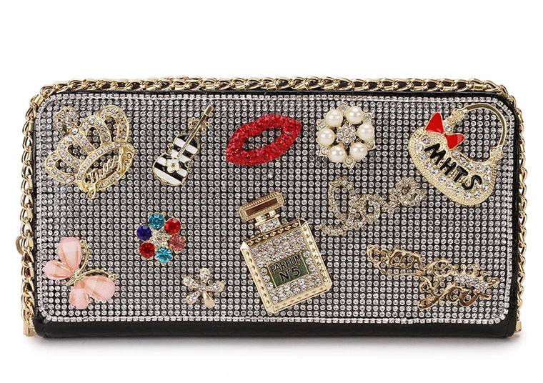 Diamond Flower Clutch Wallet