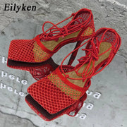 Mesh Lace Up Stilettos