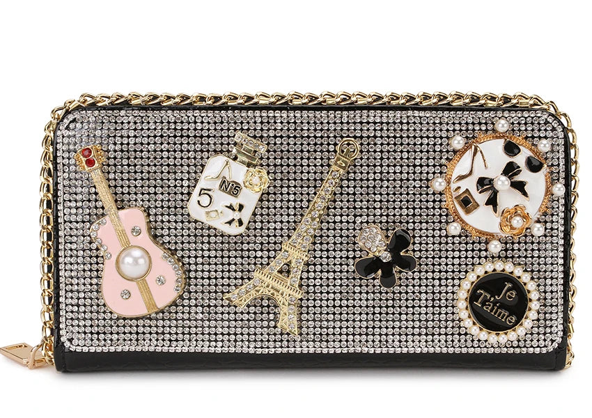 Diamond Flower Clutch Wallet
