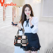 Plaid Fur Accent Satchel