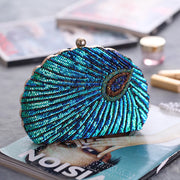 Embroidered Shell Sequin Clutch