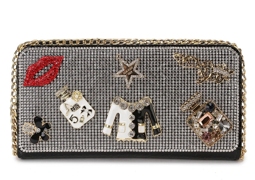 Diamond Flower Clutch Wallet