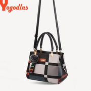 Plaid Fur Accent Satchel