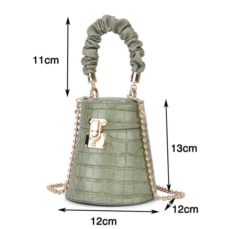 Crocodile Texture Bucket Bag