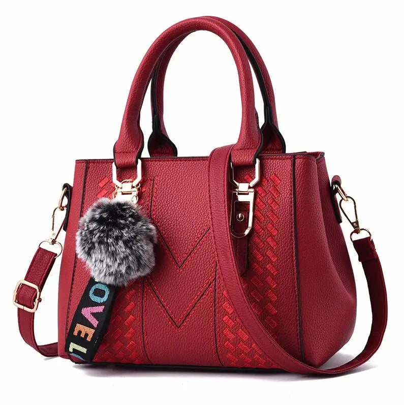Fur Accent Satchel Bag