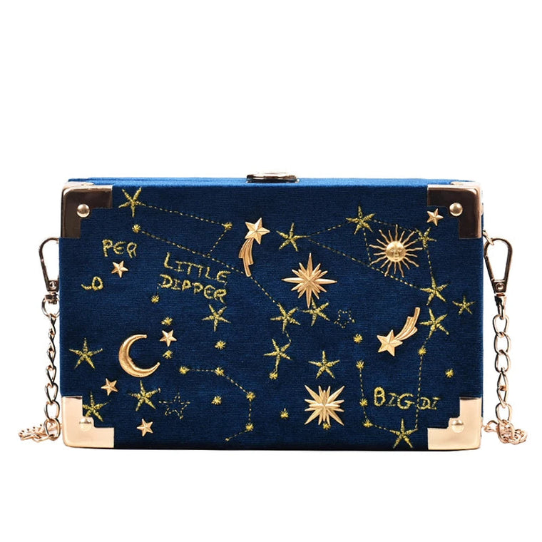 Embroidered Geometric Box Clutch