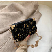 Embroidered Geometric Box Clutch
