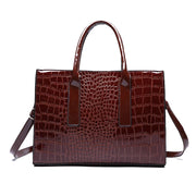 Crocodile Patent Satchel Bag