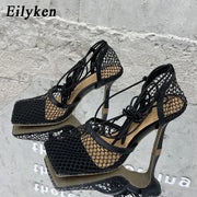 Mesh Lace Up Stilettos