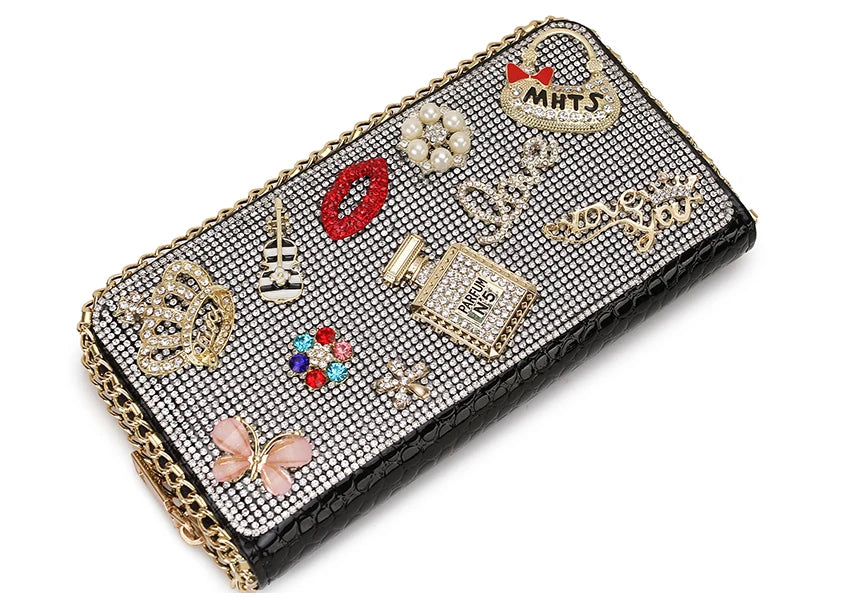 Diamond Flower Clutch Wallet