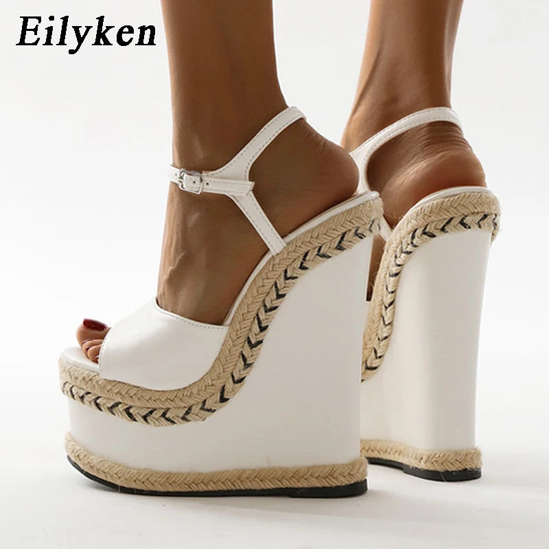 White Platform Wedge Sandals