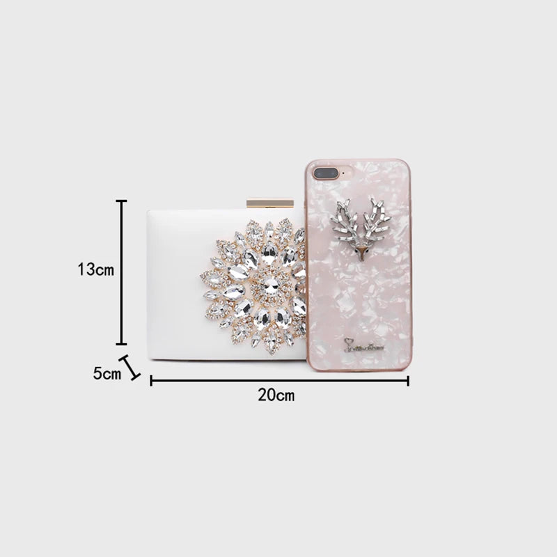 White Bridal Crystal Clutch