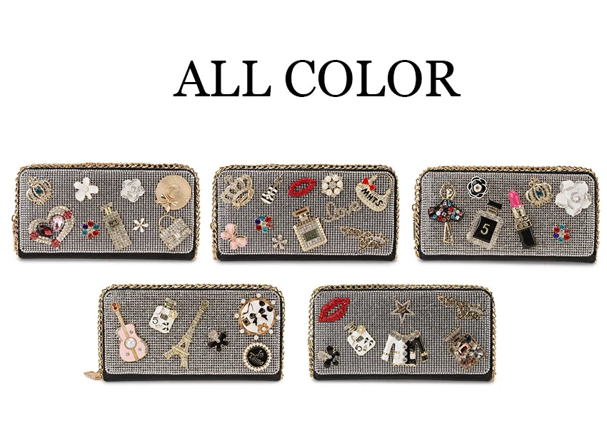 Diamond Flower Clutch Wallet