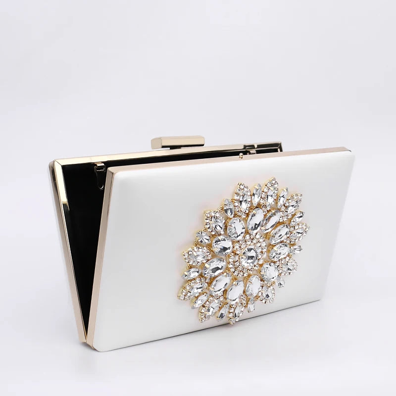 White Bridal Crystal Clutch