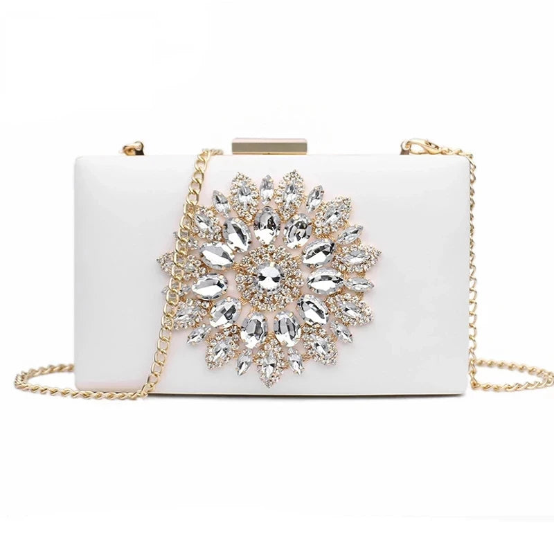 White Bridal Crystal Clutch