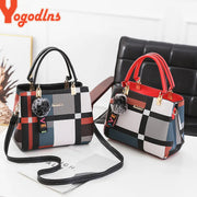 Plaid Fur Accent Satchel