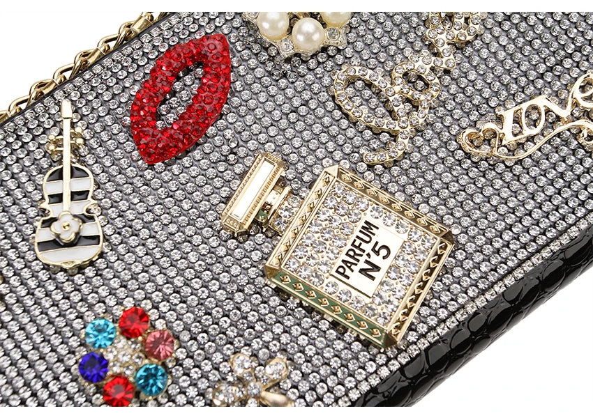 Diamond Flower Clutch Wallet