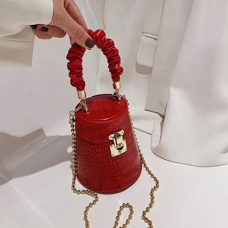 Crocodile Texture Bucket Bag