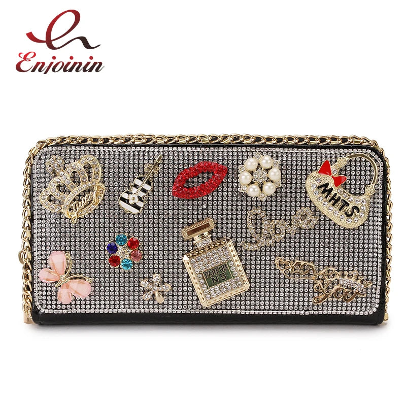 Diamond Flower Clutch Wallet
