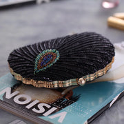 Embroidered Shell Sequin Clutch