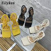Mesh Lace Up Stilettos
