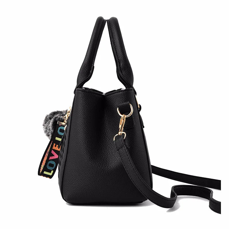 Fur Accent Satchel Bag