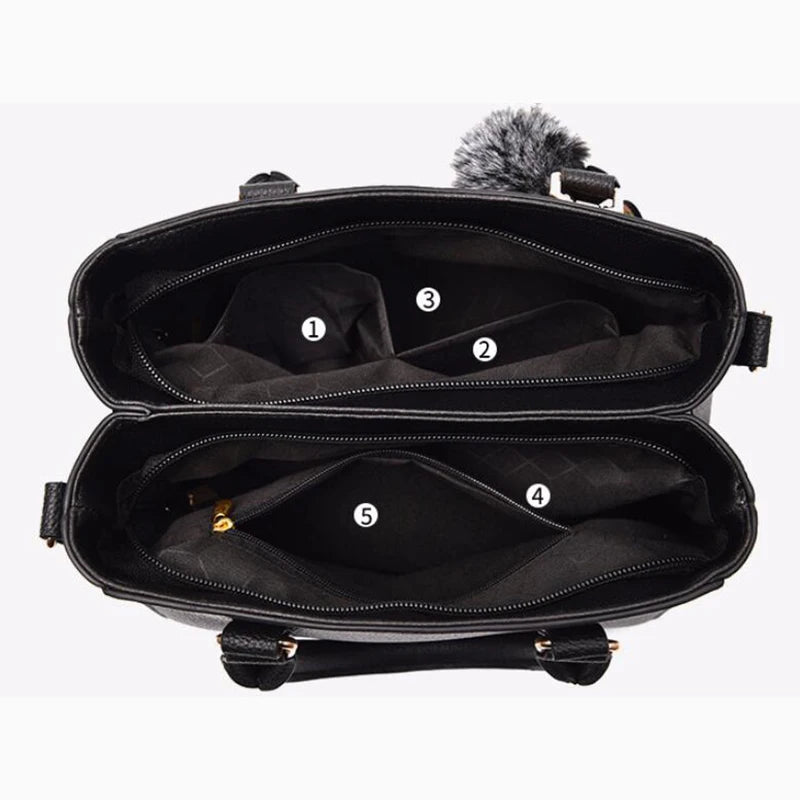 Fur Accent Satchel Bag