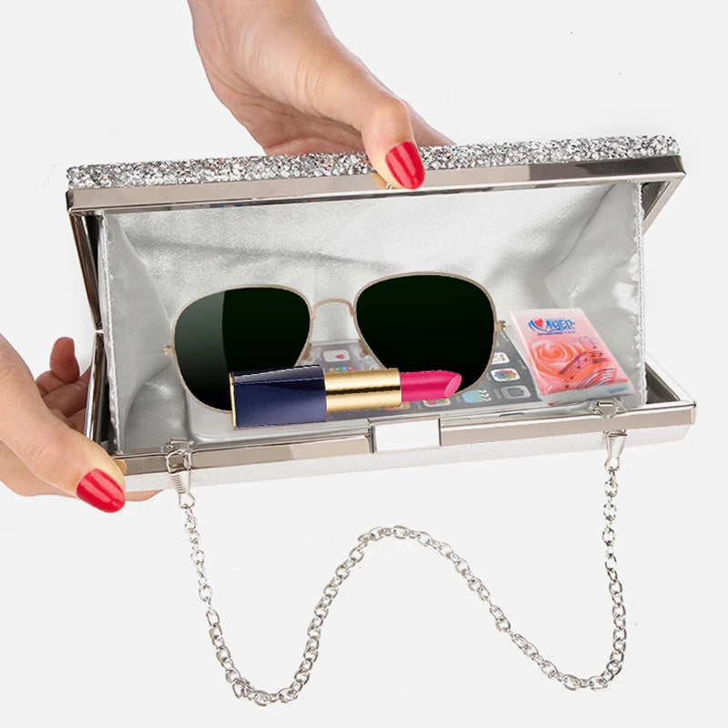 Diamond Sequin Chain Clutch