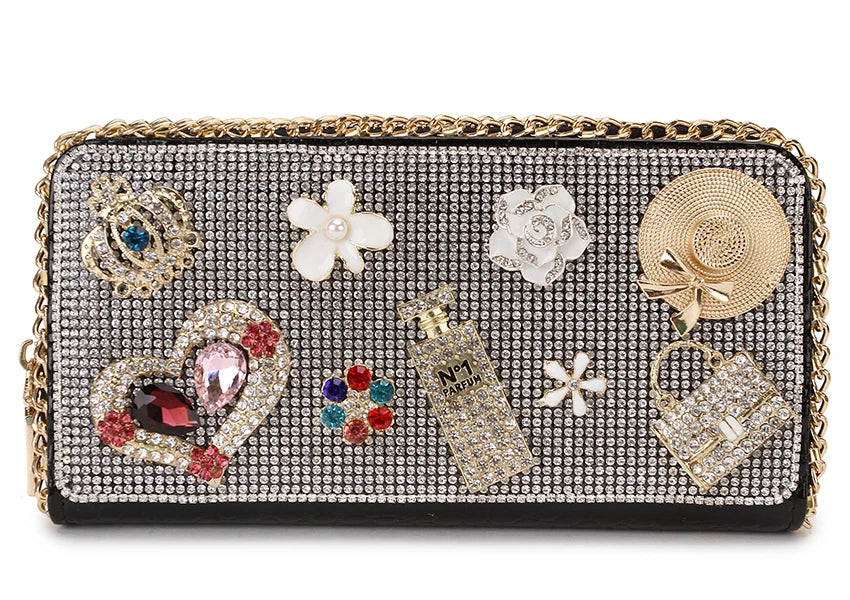 Diamond Flower Clutch Wallet