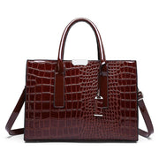 Crocodile Patent Satchel Bag