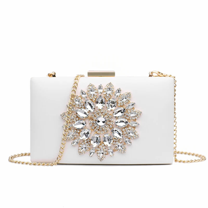 White Bridal Crystal Clutch