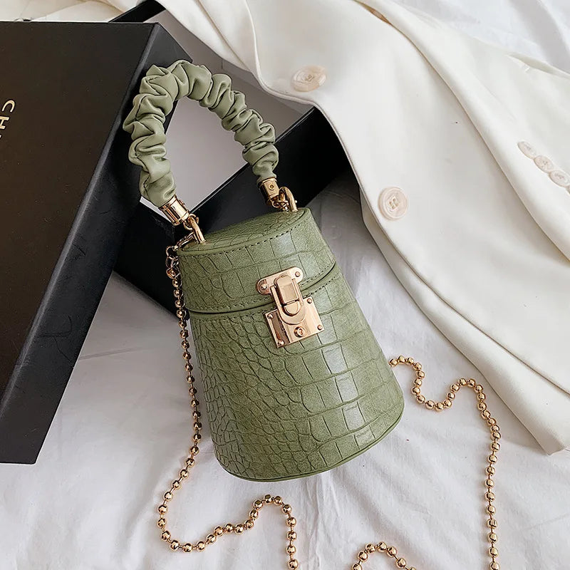 Crocodile Texture Bucket Bag