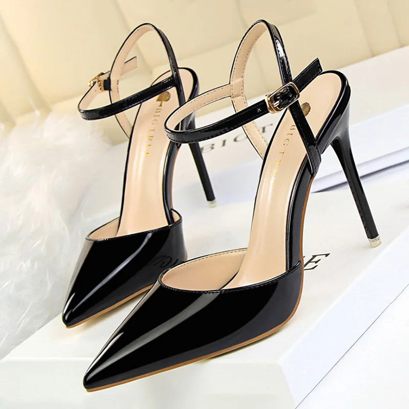 Patent Stiletto Evening Pumps