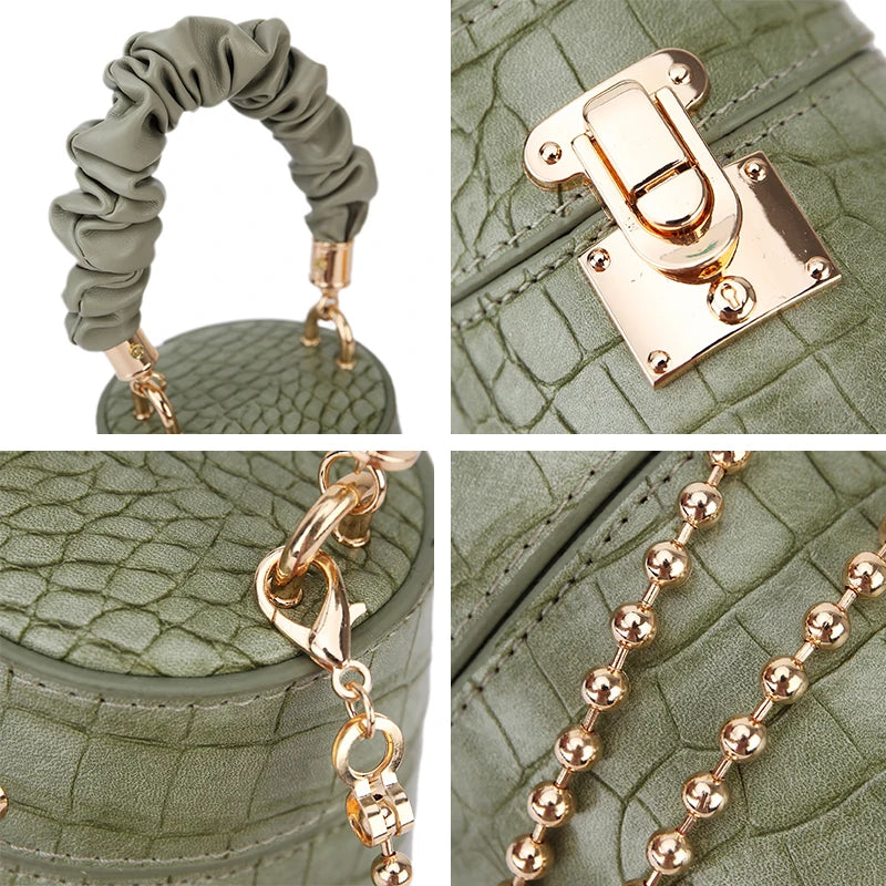 Crocodile Texture Bucket Bag