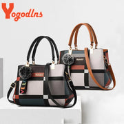 Plaid Fur Accent Satchel