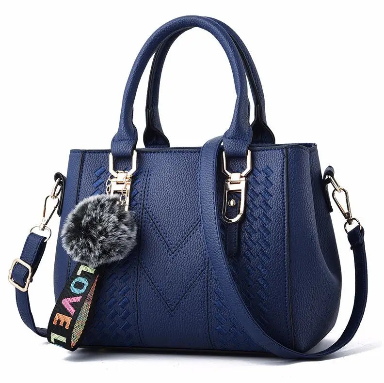 Fur Accent Satchel Bag