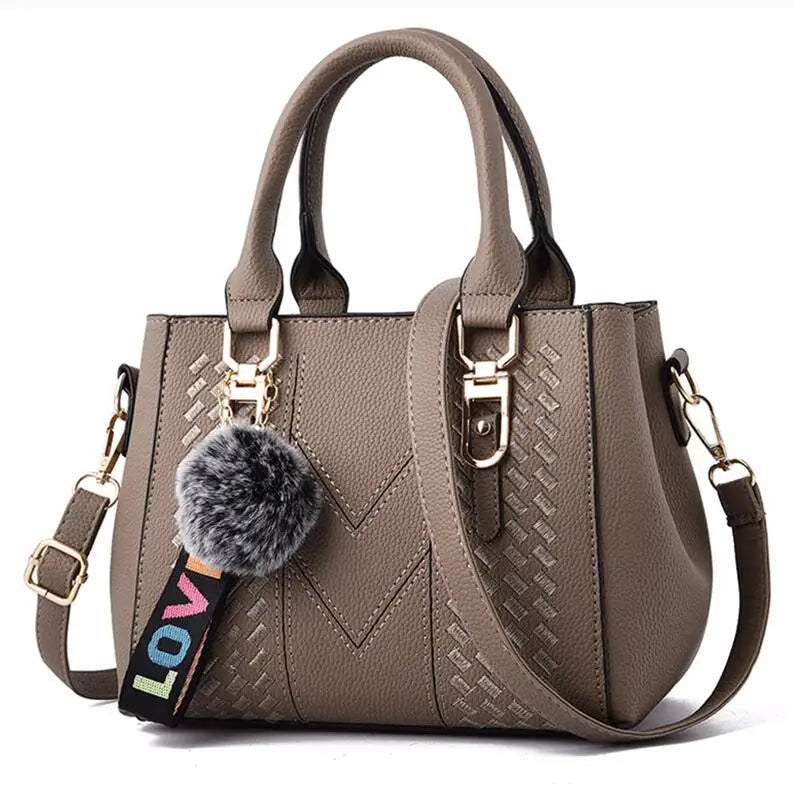 Fur Accent Satchel Bag