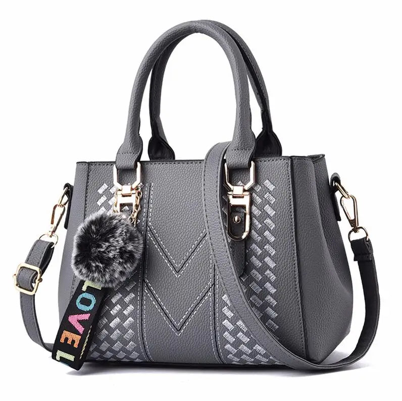 Fur Accent Satchel Bag