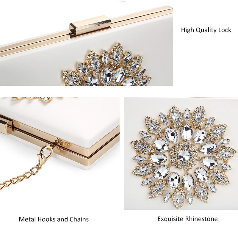 White Bridal Crystal Clutch