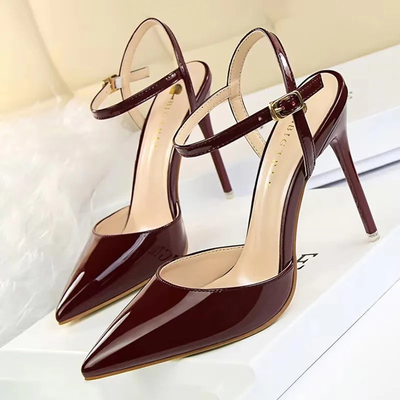 Patent Stiletto Evening Pumps