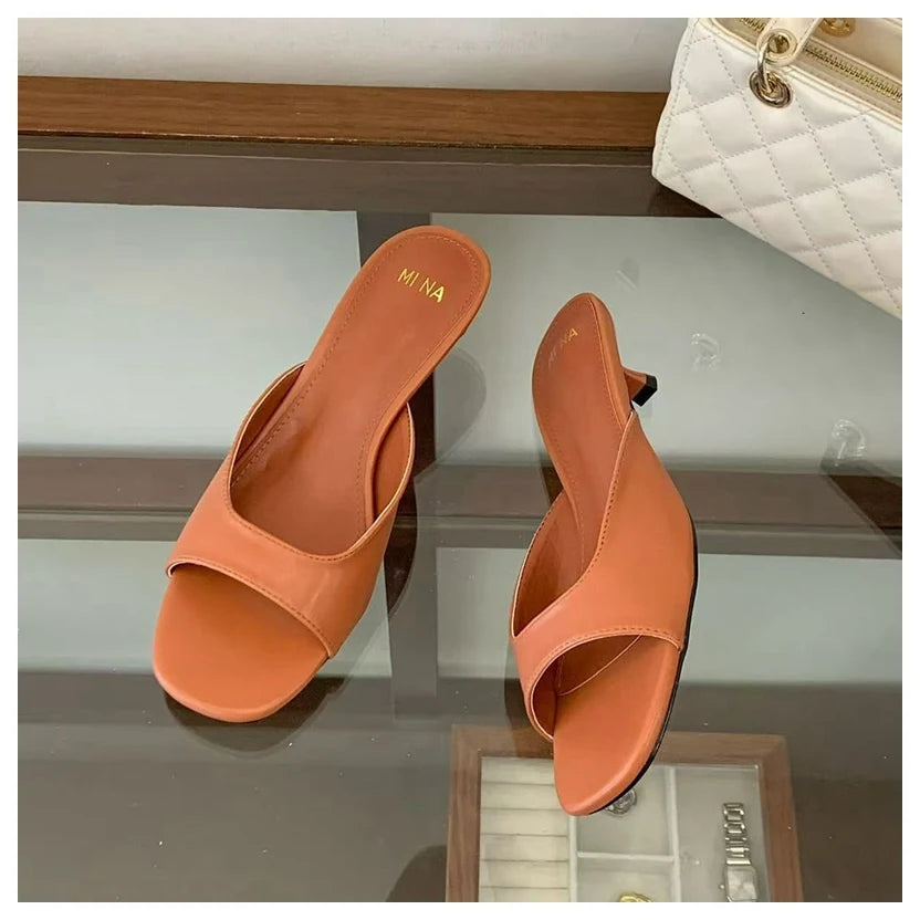 Patent Open Toe Mules
