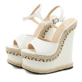 Eilyken Size 35-42 White Sandals For Women Summer Fashion Open Toe Ankle Buckle Strap Platform Wedge High Heels Dress Lady Shoes