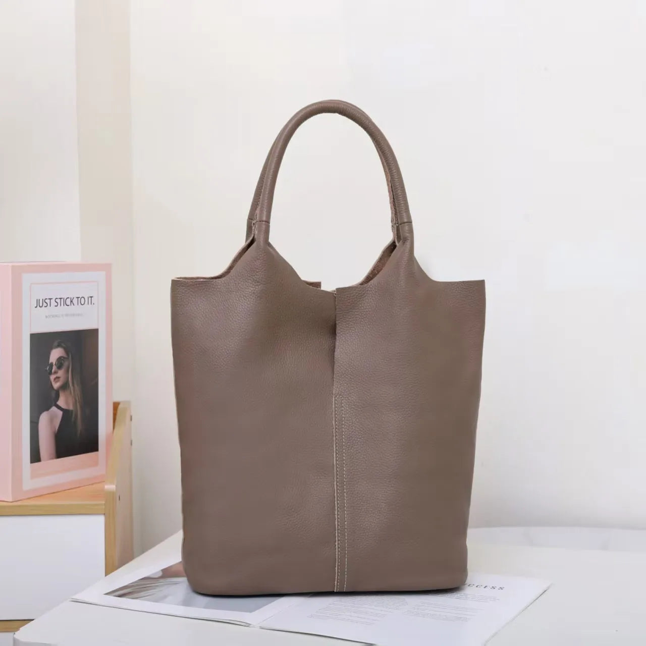 Soft Cowhide Bucket Tote