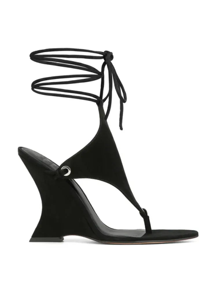 Lace Up Wedge Sandals